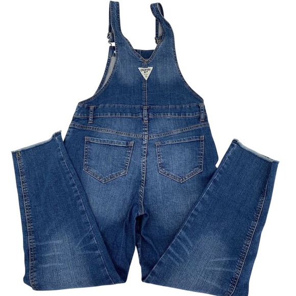 OshKosh B'gosh Kids Denim Overalls Jumpsuit Blue Distressed Whiskered Size 12 - Picture 2 of 8